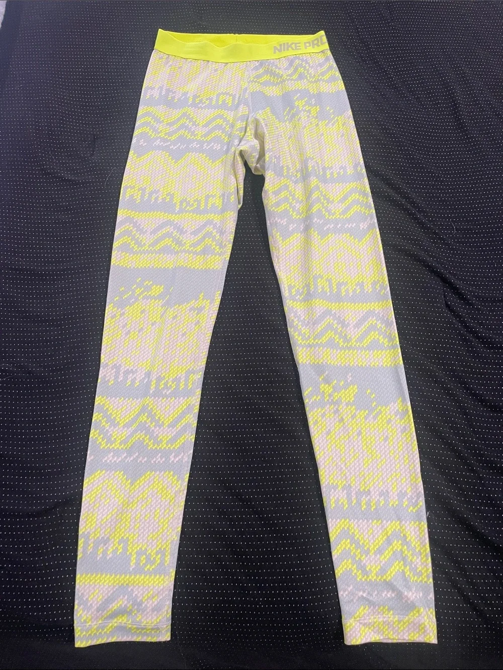 Nike Pro Yellow Patterned Leggings